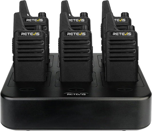 Retevis RT22 Walkie Talkies - Rechargeable 2-Way Radios with 6-Way Charger | 6 Pack