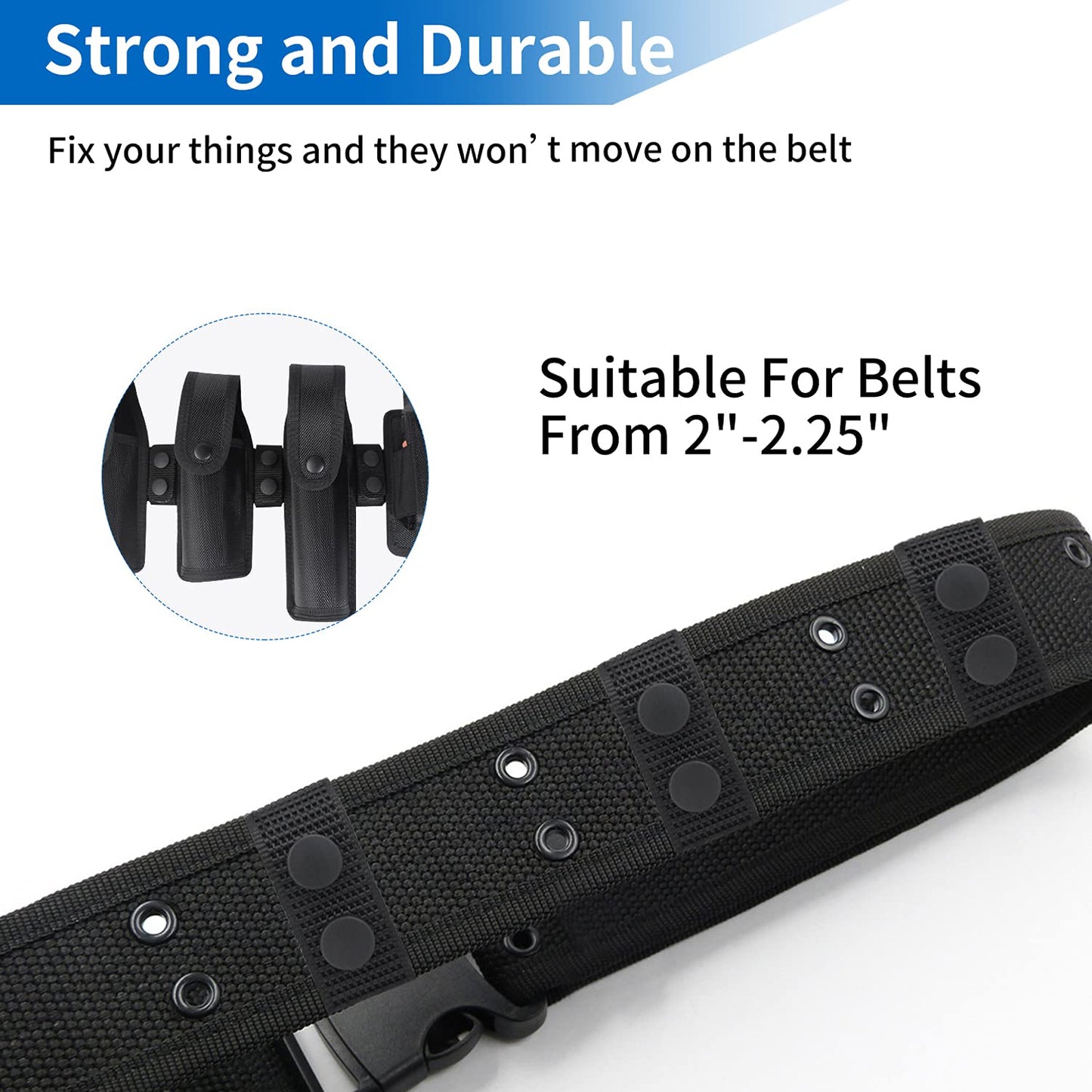 Ullnosoo Belt Keepers for Duty Belt, 12 Pack 1000D Nylon Tactical Keepers 2¼" with Double Snaps