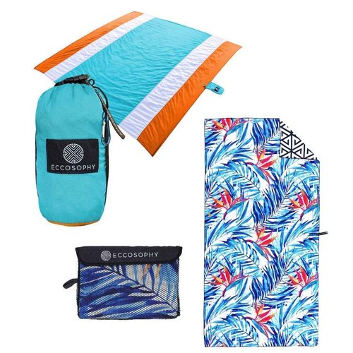 ECCOSOPHY Sandproof Beach Blanket and Quick Dry Microfiber Beach Towel Collection.