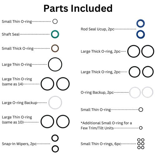 Kit King - Works with Yamaha Tilt Trim Showa Motor Seal Kit 1997 & Up 115225FS Fast Strike Power Trim Tilt, 115HP 150HP 175HP 200HP (Some 225HP 250HP) Showa, 63P-43800-00-4D 64E-43822 and More O-Ring