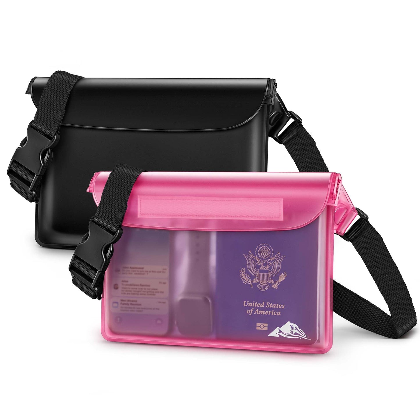 HEETA Waterproof Fanny Pack, Waterproof Pouch Dry Bag 2-Pack for Phone Passport Purse, Adjustable Waist Strap for Swimming Kayaking Boating Paddle Board Accessories Cruise Beach Camping Essentials