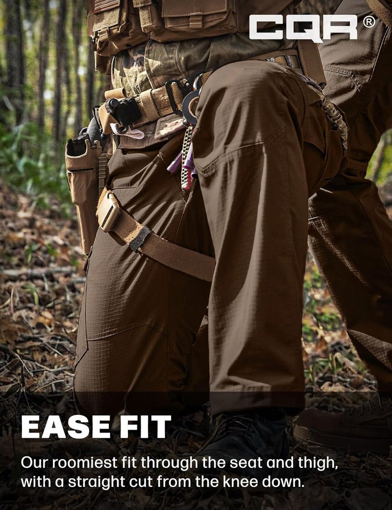 CQR Men's Tactical Pants - Lightweight Water-Resistant Cargo Pants for Work & Hiking | EDC Outdoor Apparel