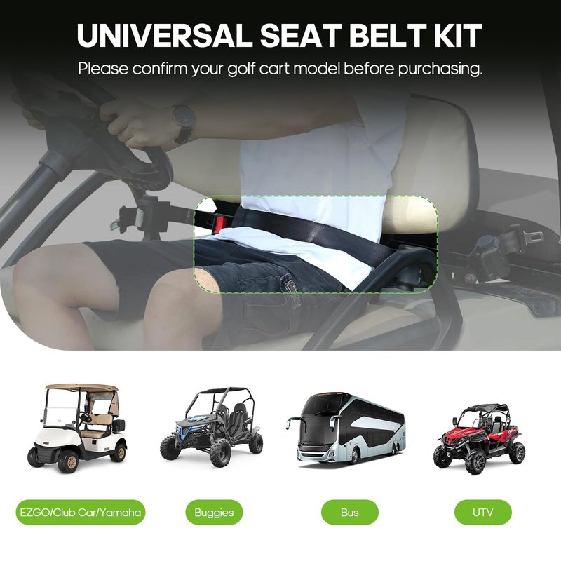 FAHKNS 4PCS Golf Cart Seat Belts, Golf Cart Seat Belt Kit, Universal Golf Cart Seat Belt 47.24" Retractable Replacement Seat Belt, for EZGO, Yamaha, Club Car Models