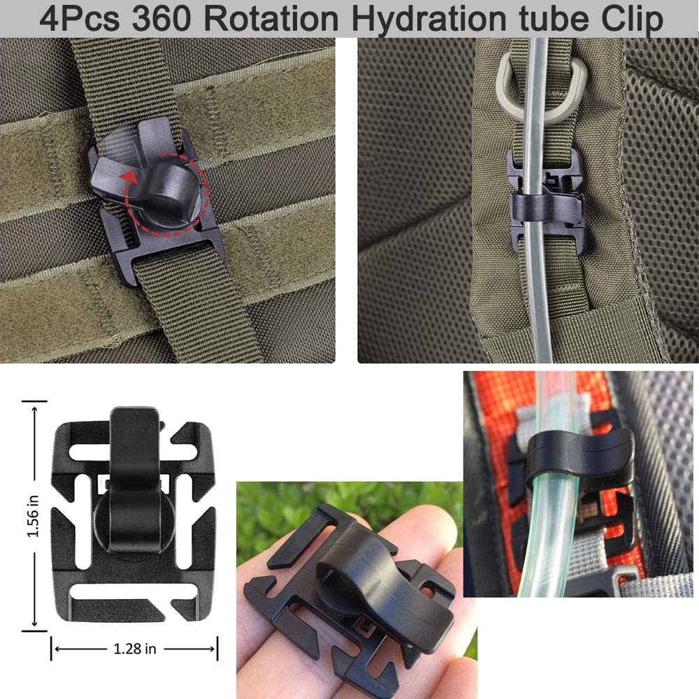 Molle Accessories Kit of 30 Attachments for 1" Webbing Molle Bag Tactical Backpack Vest Belt, Molle Attachments with Molle Pouches D-Ring Grimloc Locking Gear Clip Web Dominator Elastic Strings Buckle