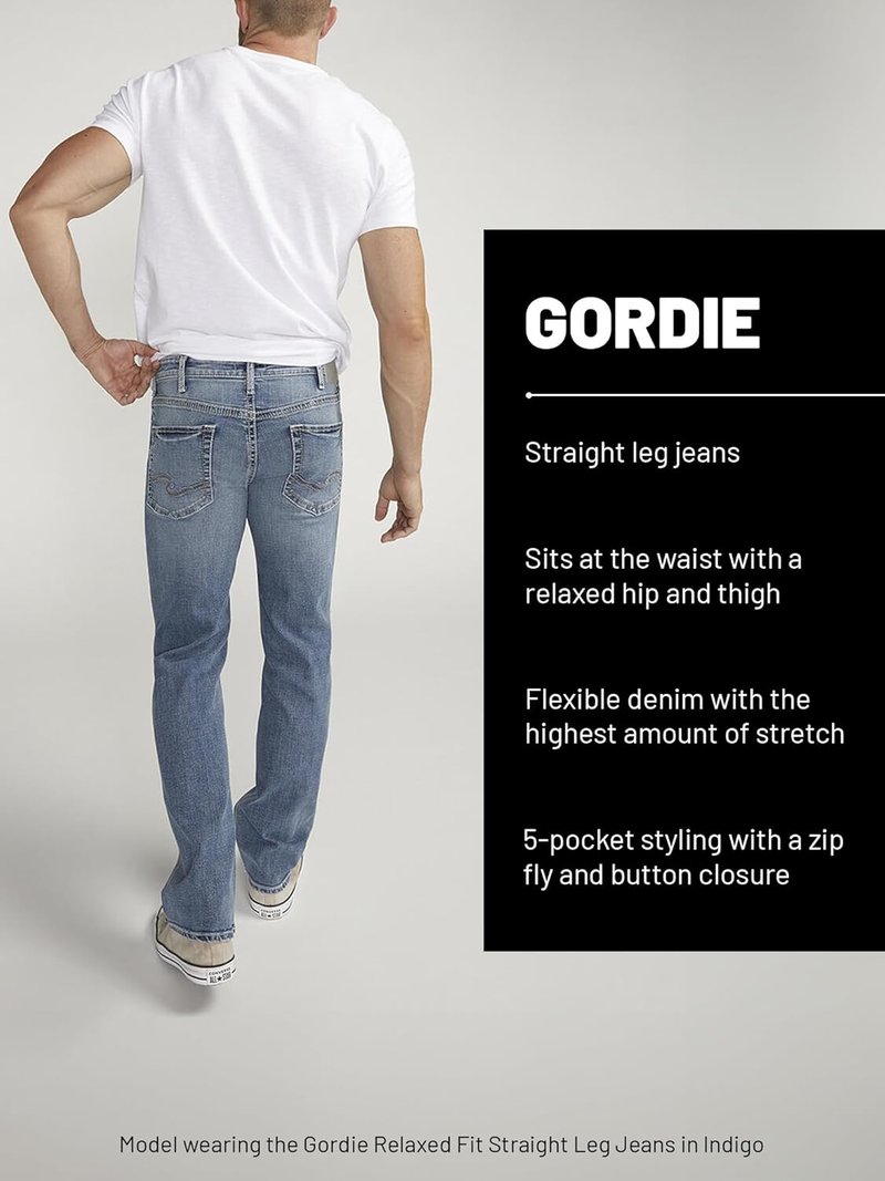 Silver Jeans Co. Men's Gordie Relaxed Fit Straight Leg Jeans - Comfortable Denim | Classic Style