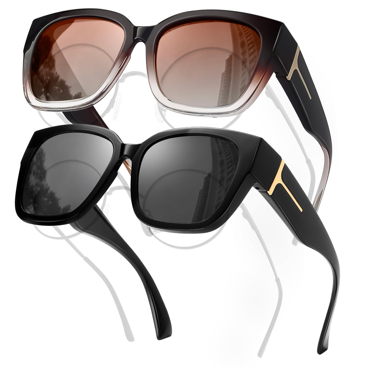 MAIVARDAY 400UV Protection Fit Over Glasses Sunglasses - Comfortable Durable Square Frame with Gradient Lenses