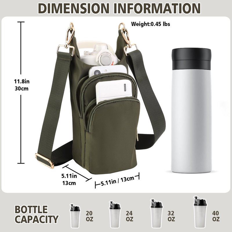 KYTACCU Water Bottle Holder with Strap Water Bottle Carrier Sling Bag Purse Crossbody Bag for Women Walking Hiking