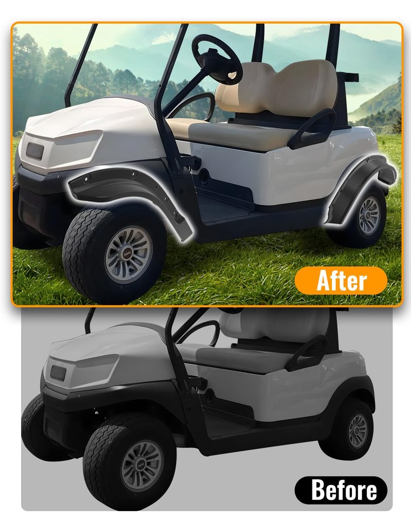 LUXEMOTO Golf Cart Front & Rear Fender Flares for Club Car Tempo 2017-2025, 10PCS Combined Mud Guards Mud Flaps Only for Club Car Tempo Standard and Unmodified Golf Carts Body 2017-2025 Accessories