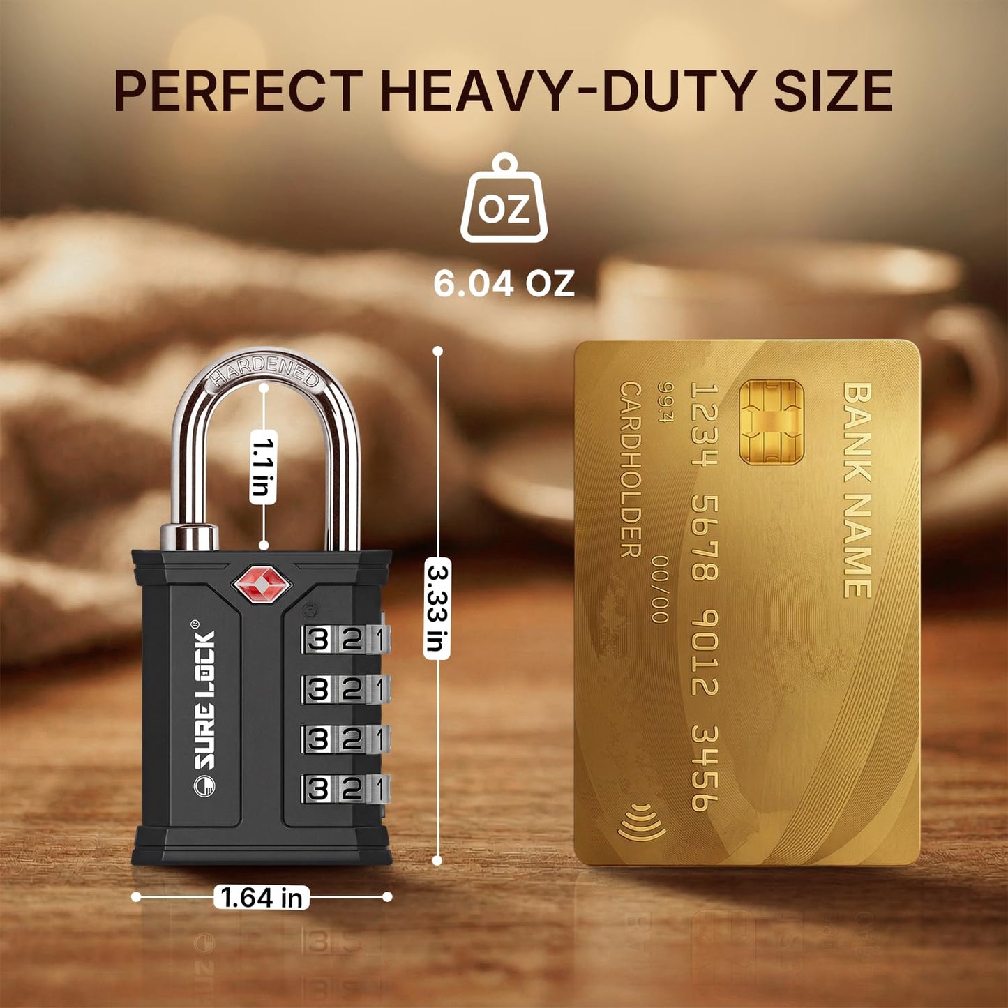SURE LOCK TSA Accepted 4 Dig Heavy Duty Big Combination Luggage Padlock All Metal Travel Lock for Equipment Hard Case Luggage Gun Case Gym Locker Pelican Vault Lock (1, Grey)