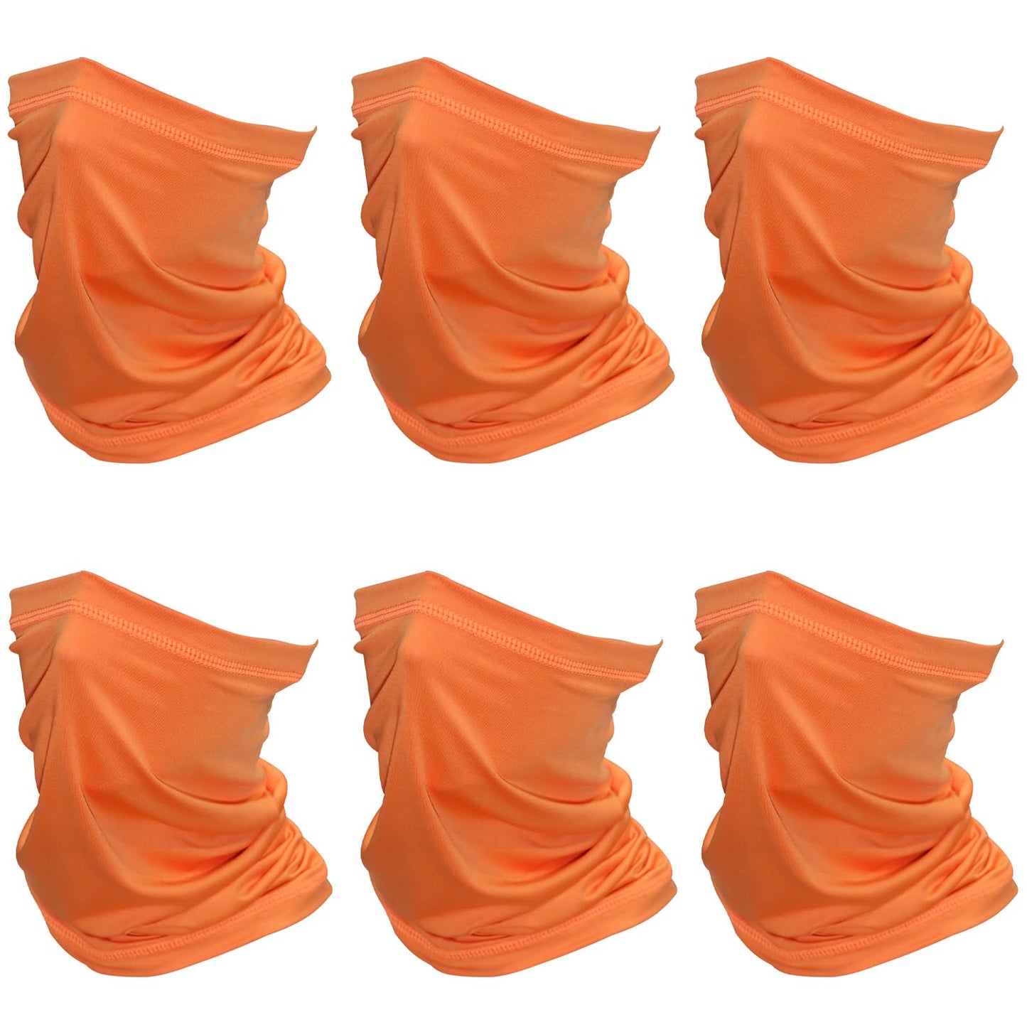 SHEVERCH 6 Pack Orange Neck Gaiter Face Mask Sun Protection Bandana Cover Windproof Dustproof Scarf Hiking Ski