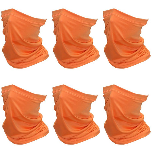 SHEVERCH 6 Pack Orange Neck Gaiter Face Mask Sun Protection Bandana Cover Windproof Dustproof Scarf Hiking Ski
