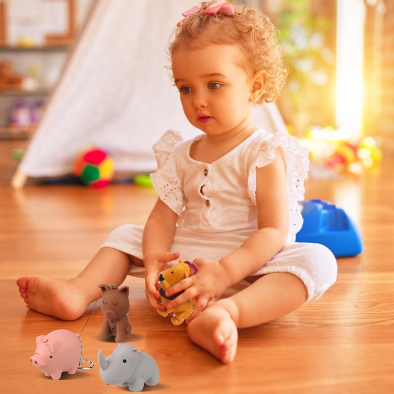 HCEWSBFD 9Pcs Nurse Flashlight Pediatric Flashlight Keychain Animal Crocodile Tiger Pig Sloth Brown Dog Lion Cat Rhino Flamingo Keychain Pen Light for Nurse Badge Reel