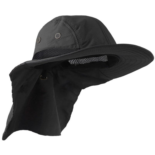 Falari Outdoor Sun Hat, Wide Brim with Neck Flap, Safari Hiking Gardening Fishing Hat - Black