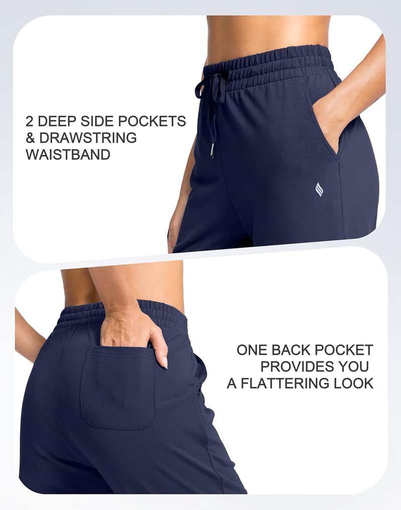 SANTINY Women's Tall Cotton Sweatpants - Casual Yoga Lounge Pants with Pockets | 31"/33"/35" Sizes