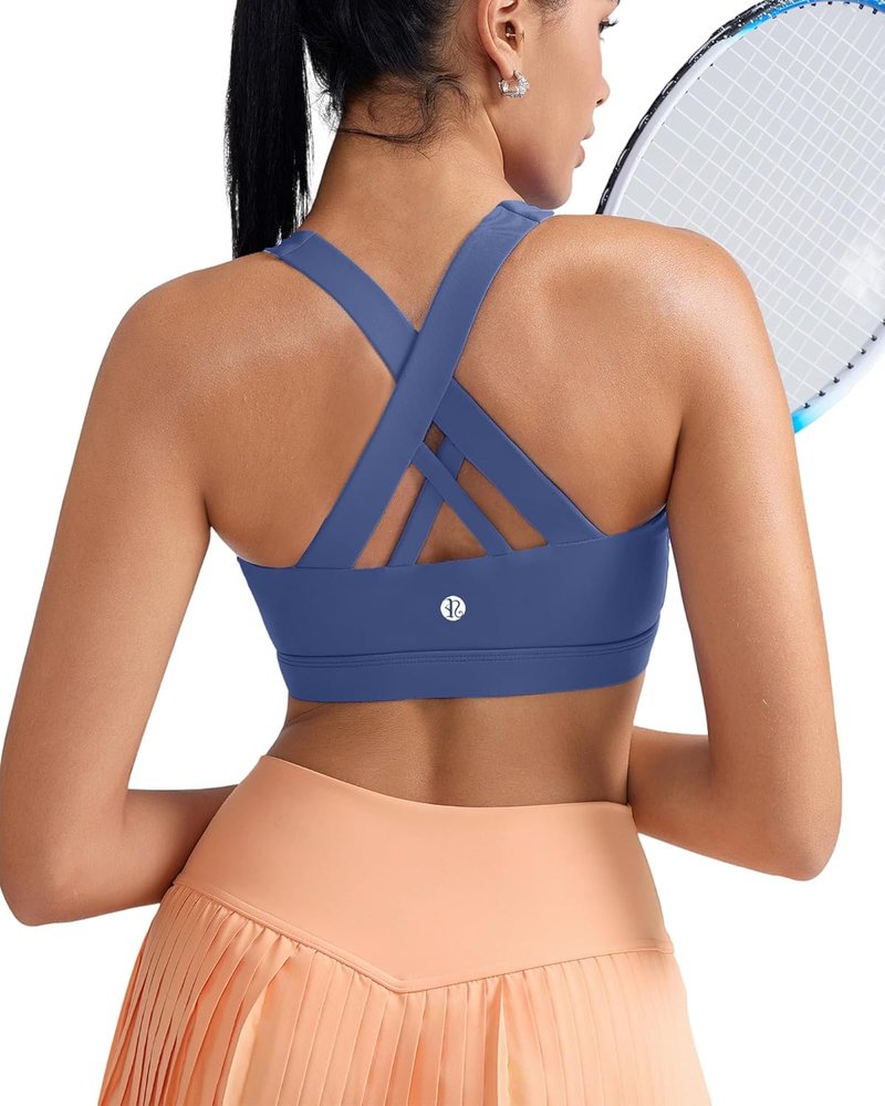 Sports Bras for Women - Padded Strappy Criss-Cross Back Medium Support | Removable Cups