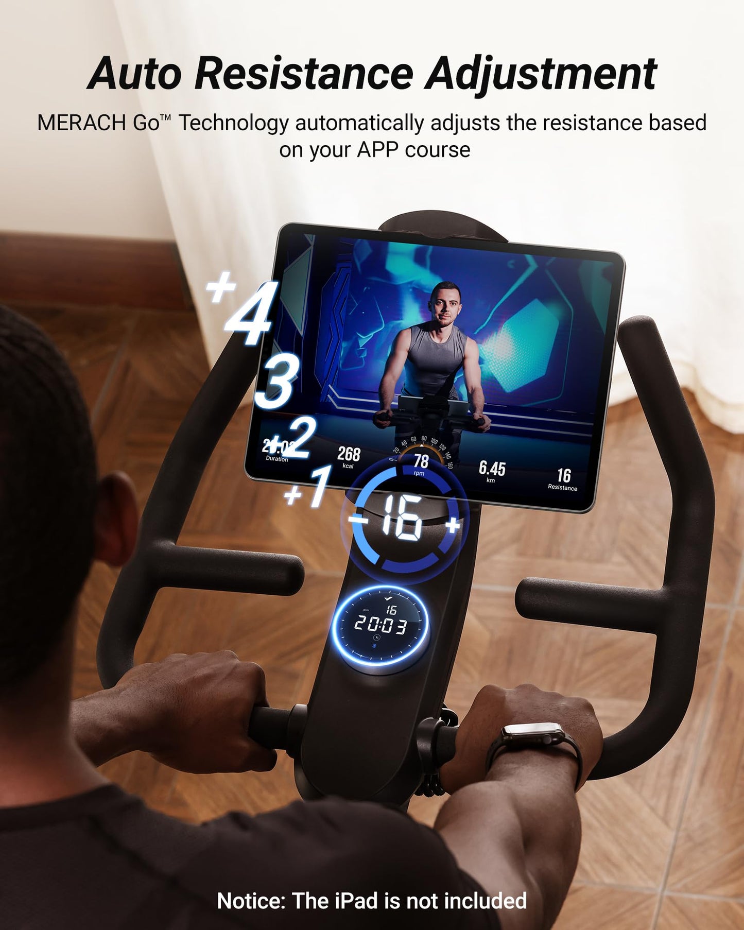 MERACH Auto Resistance Exercise Bike for Home, Bluetooth Stationary Bike with APP Data Tracking, Indoor Cycling Bike with Magnetic Resistance, SPD Pedals, Bottle Holder and 350lbs Weight Capacity