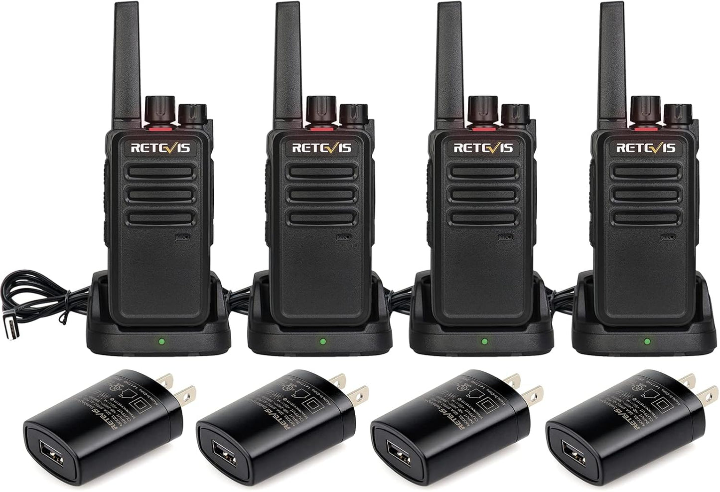 Retevis RT68 Walkie Talkies - Long Range 2-Way Radios for Adults | Rechargeable 1200mAh Battery, Portable (4 Pack)