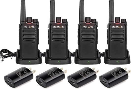 Retevis RT68 Walkie Talkies - Long Range 2-Way Radios for Adults | Rechargeable 1200mAh Battery, Portable (4 Pack)