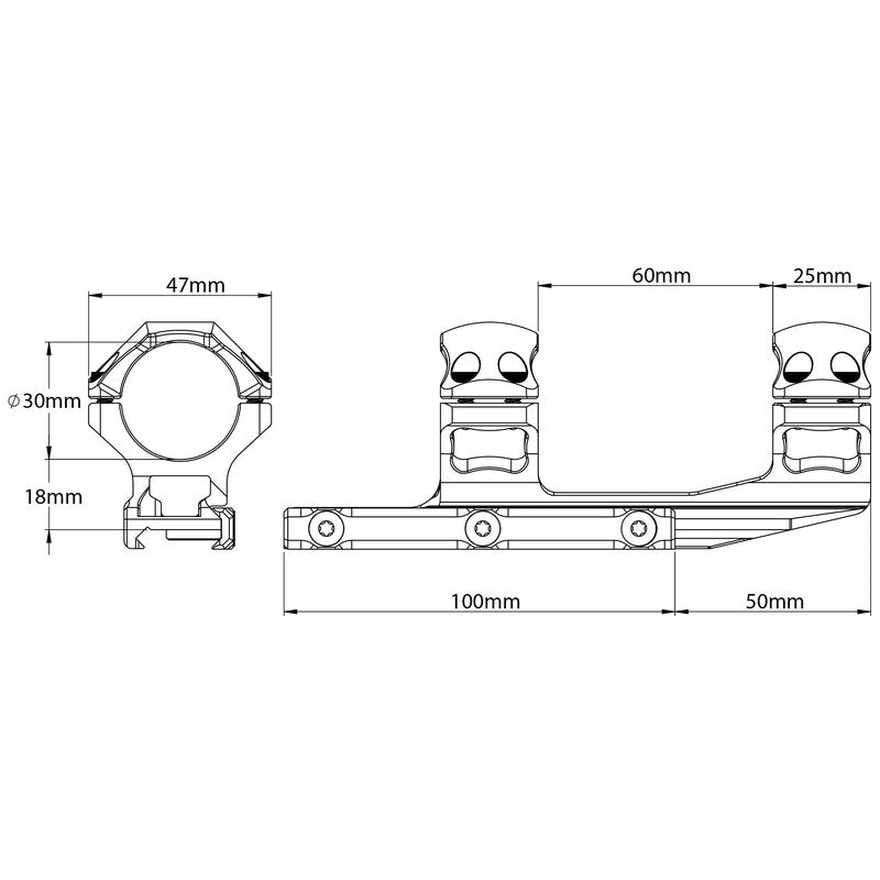 UTG ACCU-SYNC™ 30mm Medium Pro. 50mm Offset Pic. Rings, Blue