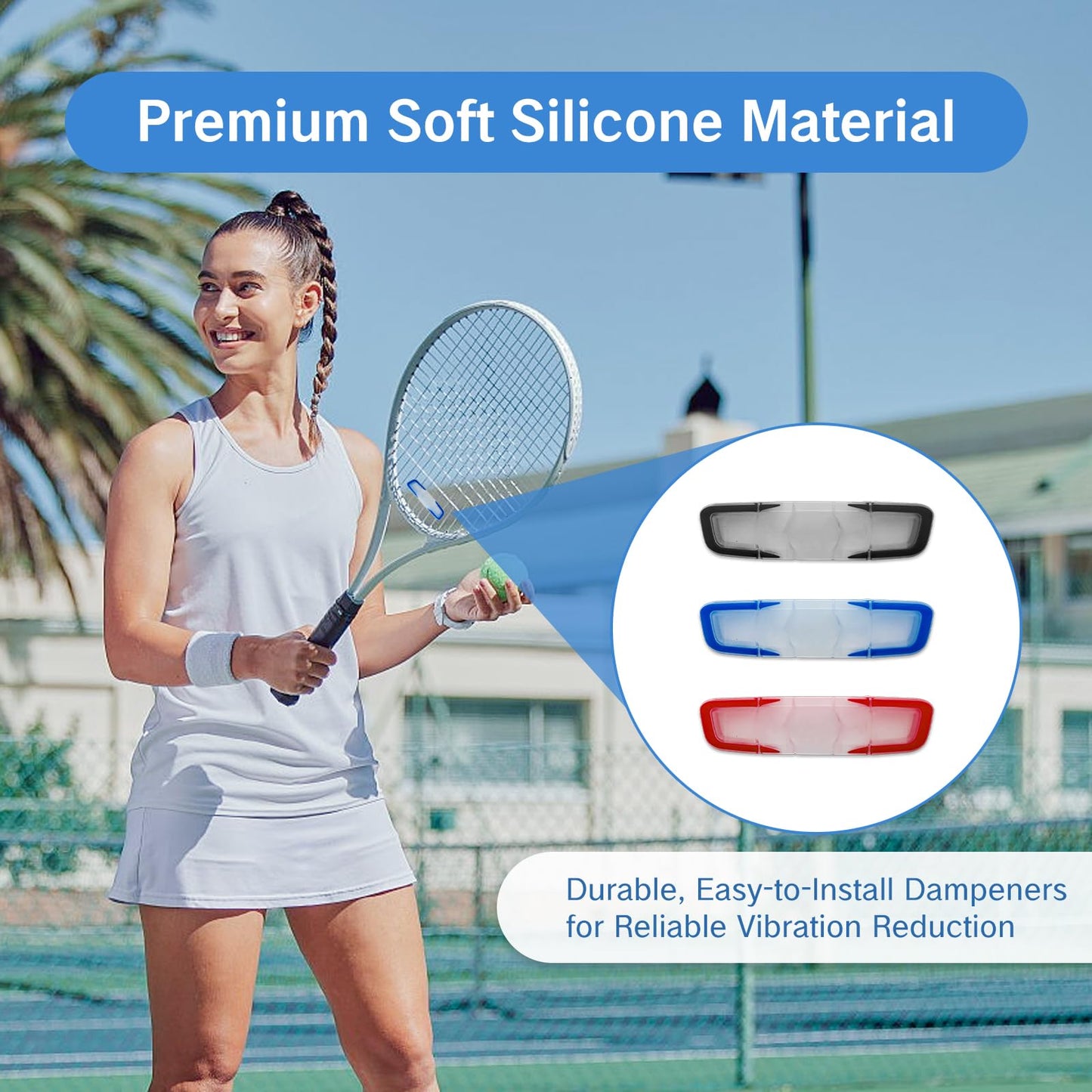 NIIIYTYB 3Pcs Dampers for Tennis Rackets Vibrakill Vibration Dampener Soft Silicone Shock Absorber Long Tennis Racquet Dampeners Vibrokill String Dampners Racquetball Accessories