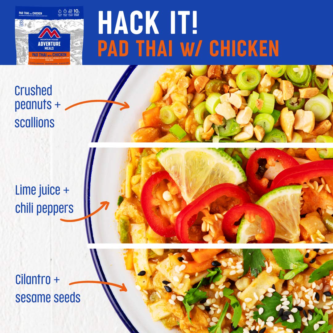 Mountain House Pad Thai with Chicken | Freeze Dried Backpacking & Camping Food |2 Servings | Gluten-Free