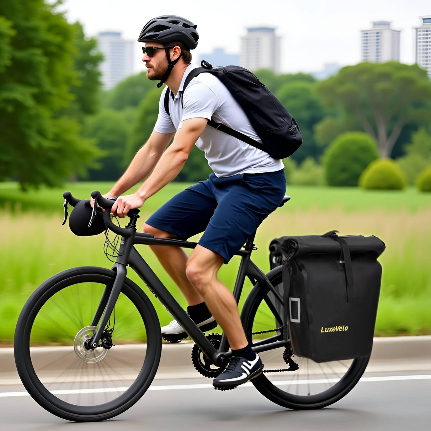 RegalRider Bike Pannier, Waterproof 27L Pannier Bike Bag with Removable Shoulder Strap, Reflective Safety Design, Adjustable Clips Fit All Bike Racks, Bicycle Pannier for Cycling Commuting Travel