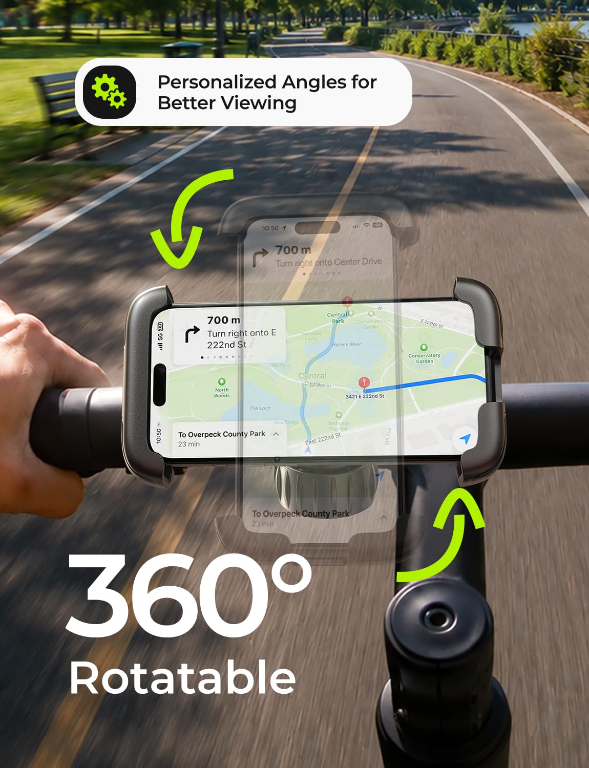 LISEN Bike Phone Holder, [Super Easy Install] Motorcycle Phone Mount Ebike Accessories Bicycle Handlebar Holder Mount Gifts for Adults Kids Men Mountain Mini Bike Scooter Gear Accessories, Black