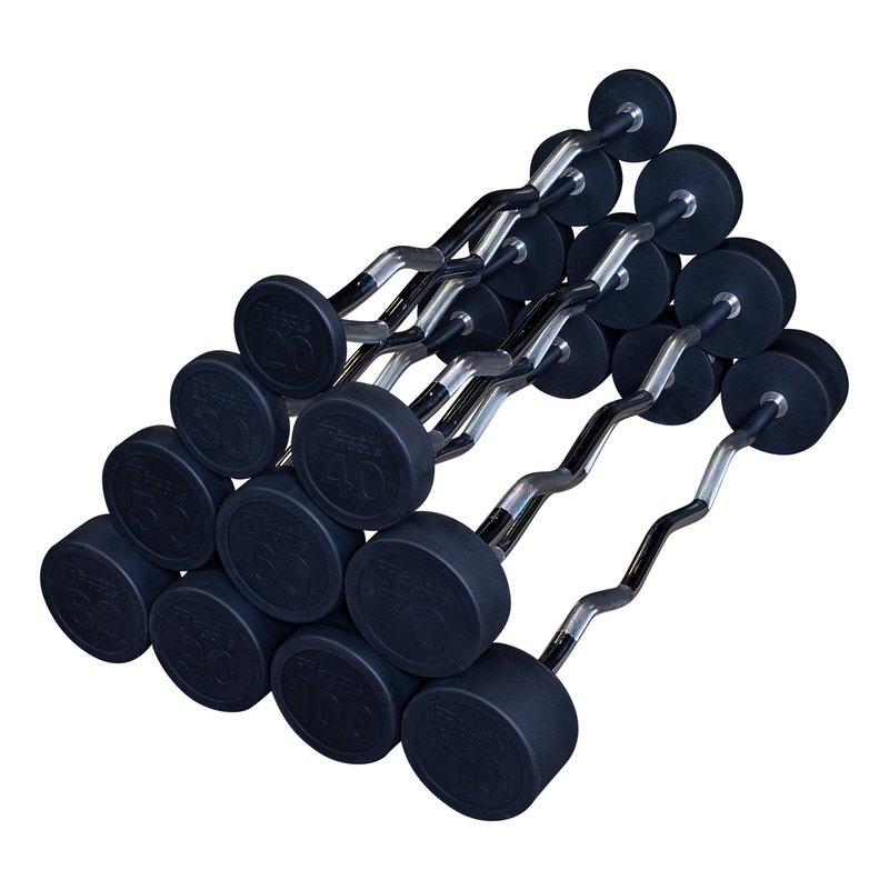 Body-Solid (SBZ40) Rubber Coated Fixed Weights Straight Barbell Bar for Weightlifting Exercise Bodybuilding Strength Training, 40lb (Midnight Black)