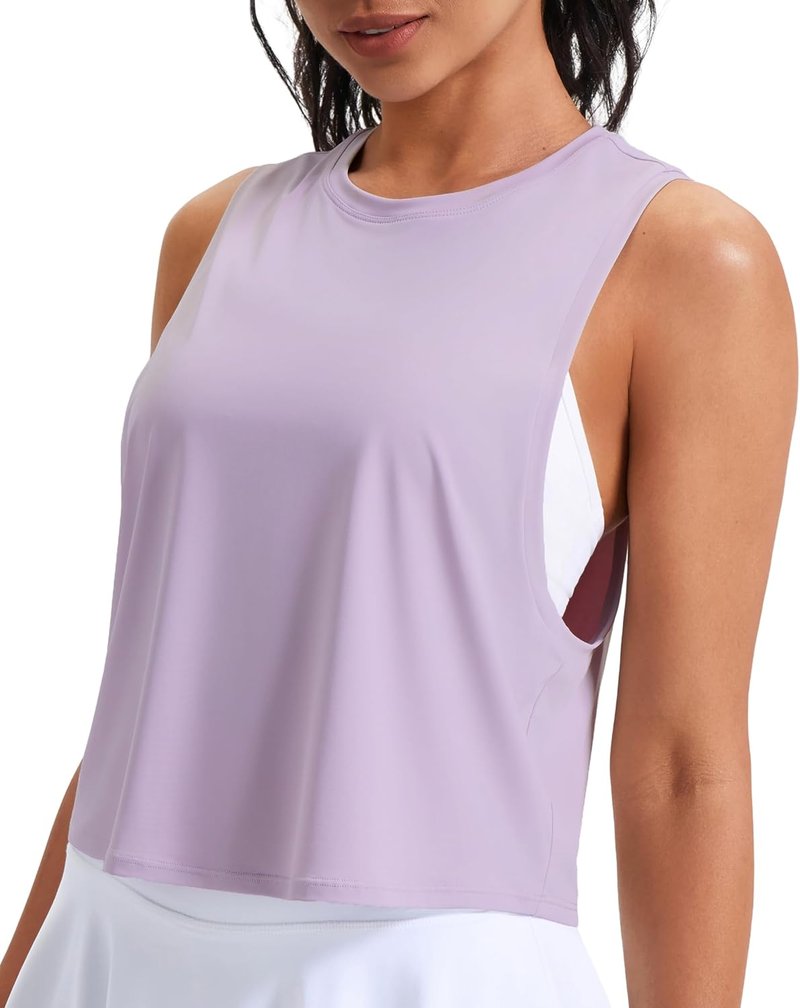 Workout Tank Tops for Women - Ice Silk Quick Dry Athletic Crop Top | Loose Fit Yoga & Gym Shirt