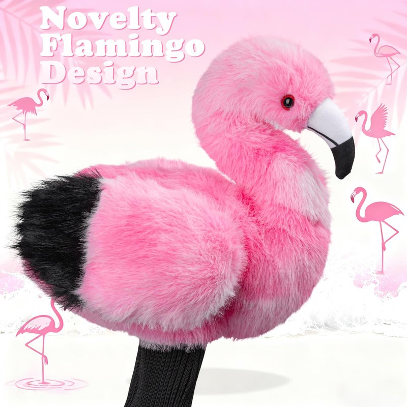 Funny Driver Headcover - Long Neck Plush Funny Golf Club Cover, Animal Flamingo Golf Headcovers for Driver