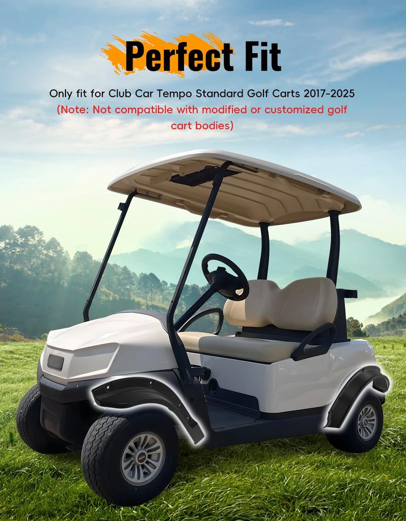 LUXEMOTO Golf Cart Front & Rear Fender Flares for Club Car Tempo 2017-2025, 10PCS Combined Mud Guards Mud Flaps Only for Club Car Tempo Standard and Unmodified Golf Carts Body 2017-2025 Accessories