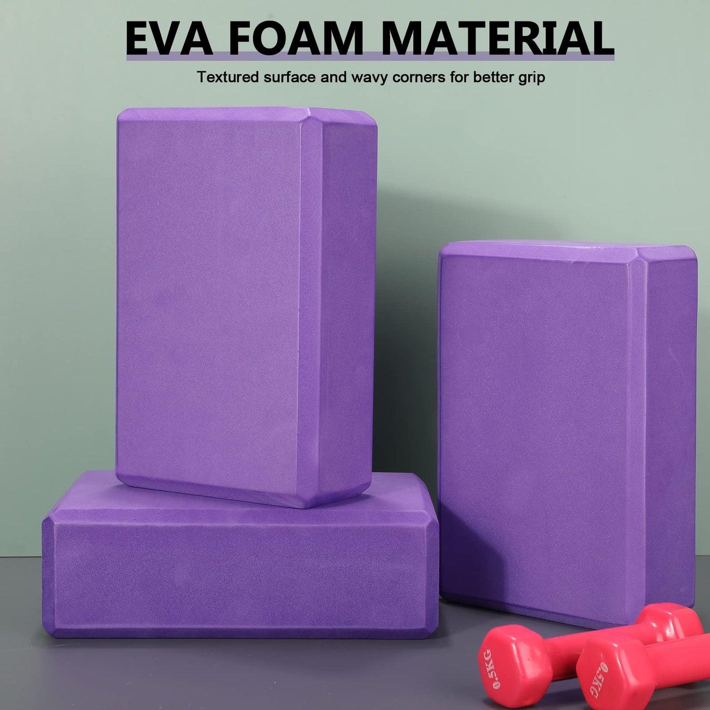 Lenwen 30 Pcs Purple Yoga Blocks Bulk 9'' x 6'' x 3'' EVA Foam Blocks Non Slip and Light Weight Gymnastic Blocks High Density Dance Blocks for Yoga Stretching Dance Pilates Meditation Accessories