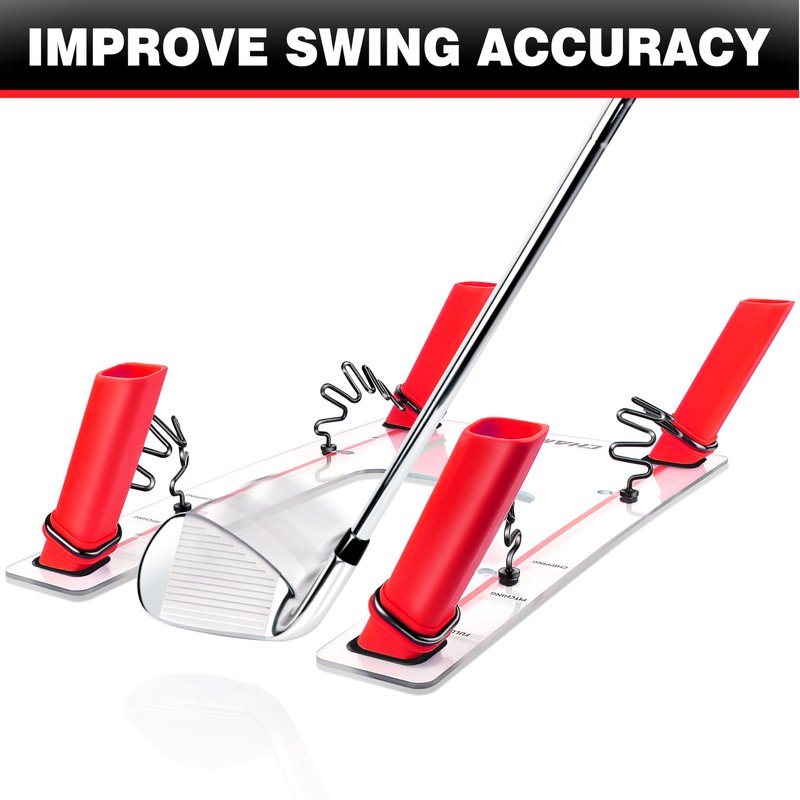CHAMPKEY Magnetic Golf Swing Trainer - Swing Plane Training Aid - Improve Swing Accuracy and Skills for Indoor and Outdoor Training (Red)