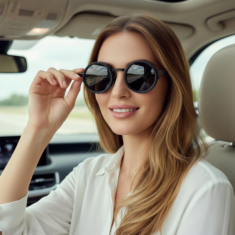 POSIKO Adjustable Tint Sunglasses | Custom Brightness | Steampunk Retro aluminum alloy Round Polarized Glasses with ND Filter Lenses