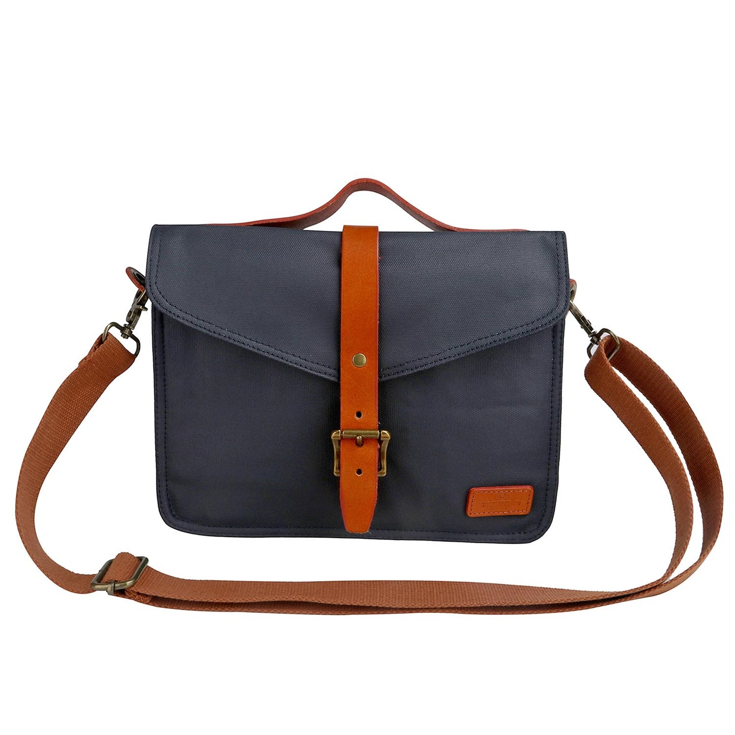 TOURBON Bike Handlebar Bag Bicycle Panniers Tablet Holder Case with Shoulder Strap - Canvas and Leather
