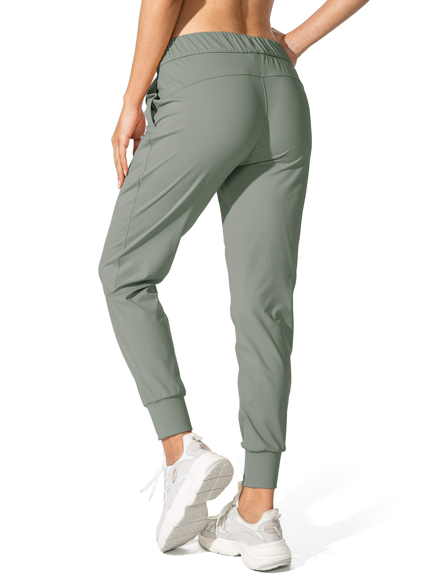 SANTINY Women's Joggers Pants Pockets Drawstring Running Sweatpants for Women Lounge Workout Jogging(Grey Sage_XL)