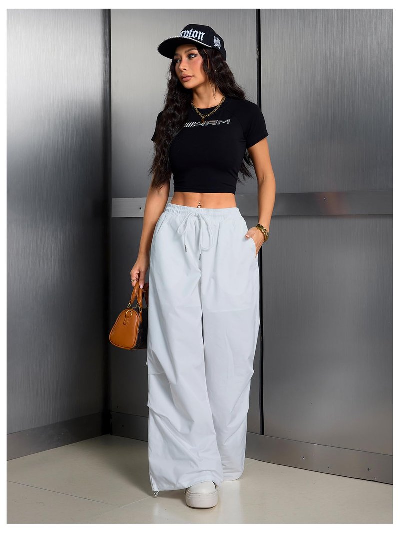 SHENHE Women's Y2k Low Rise Baggy Pants Wide Leg Drawstring Elastic Waist Track Pants Trousers White Large