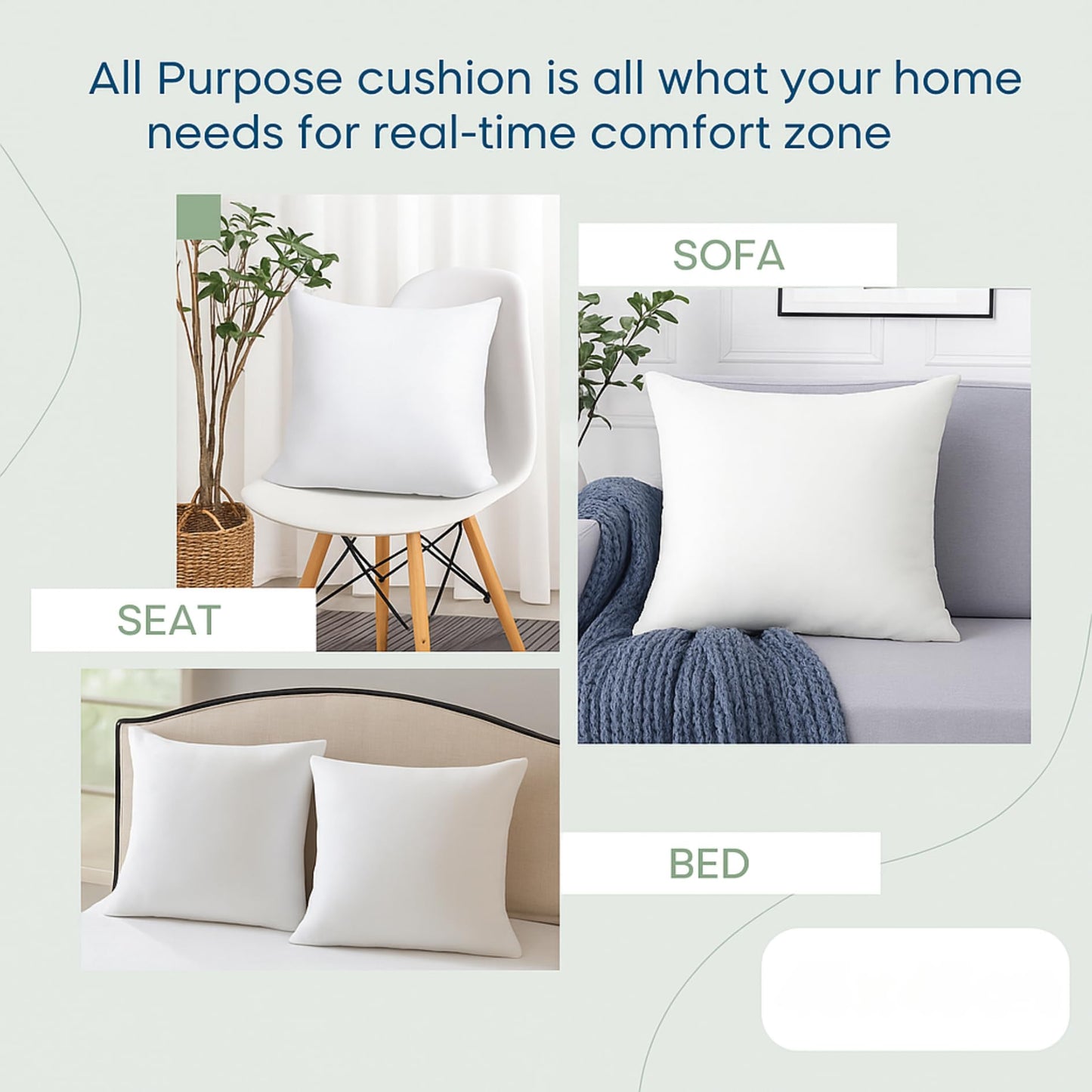 LANE LINEN 18 x 18 Throw Pillow Insert - Pack of 2 White, Down Alternative Pillow Inserts for Decorative Pillow Covers, Throw Pillows for Bed, Couch Pillows for Living Room