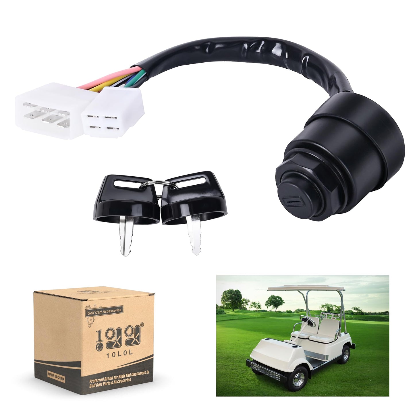 10L0L Golf Cart Ignition Key Switch Replacement J17-82508-20 for Yamaha G1 Gas 2 Cycle Golf Cart 1979-1989