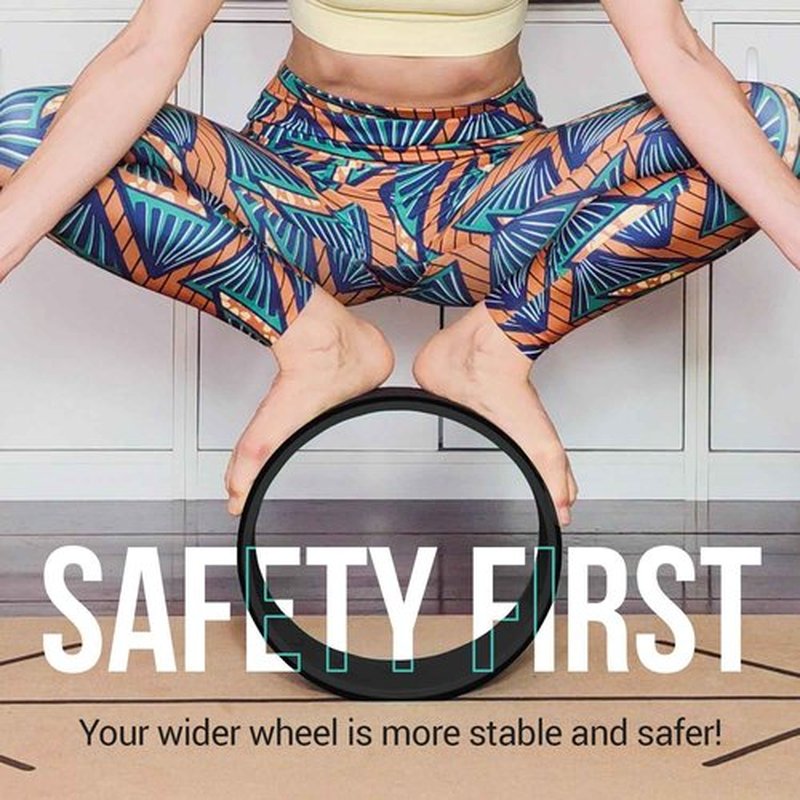 Extra Wide Yoga Wheel + Mini Wheel + Stretching Strap - Exercise guide included. Home Yoga kit for beginners. Improve posture, better mobility. Relieve Back Pain. Extra Large Jumbo Wheel. Baby Wheel
