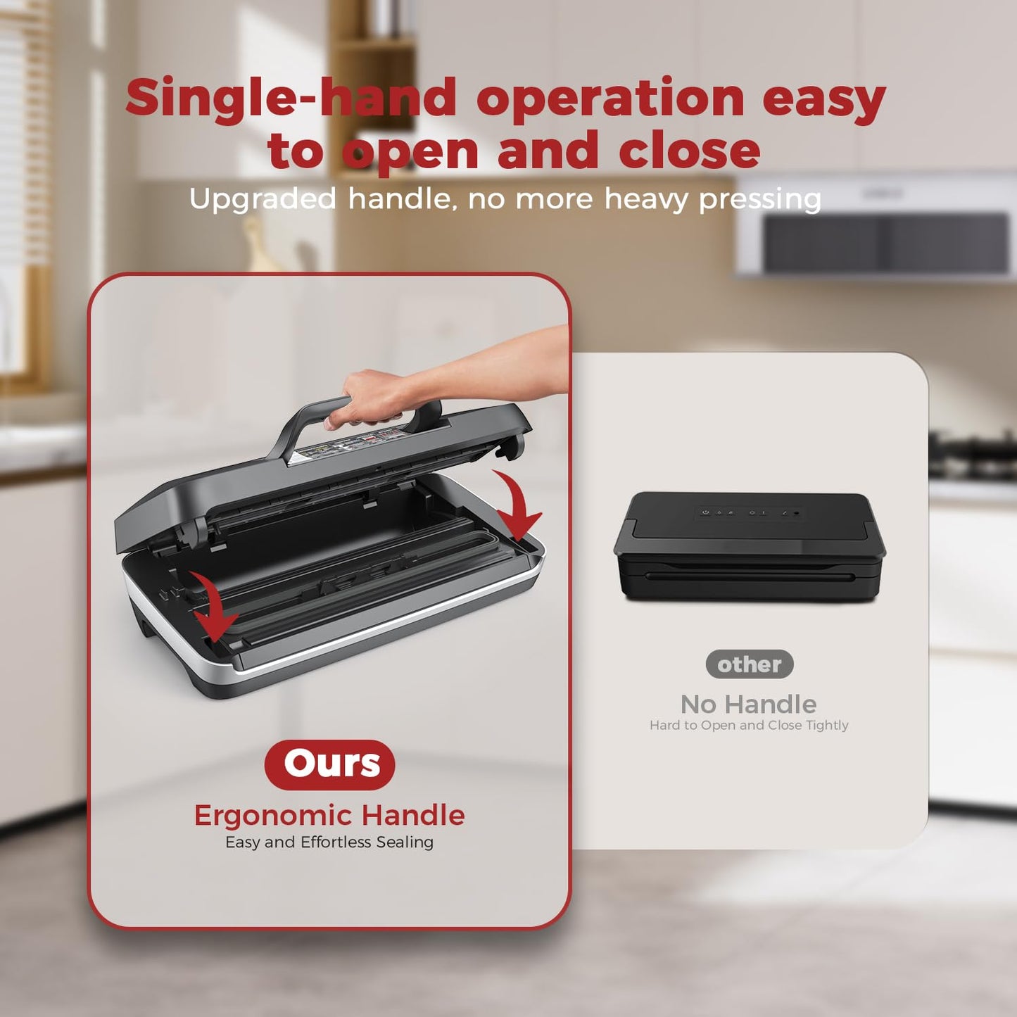 95kpa Vacuum Sealer, Commercial Fully Automatic Food Sealer, Powerful Sealing System, Double Heat Seal, Built-in Cutter and Bag Storage, 1 Roll Bag and 10 Precut Bags