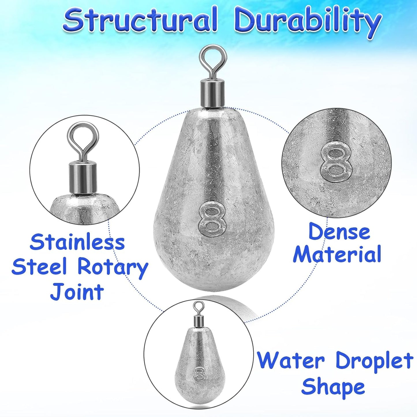 Long Casting Swivel Bell Sinkers - Fishing Weights with Swivels | 1/2oz, 3/4oz, 1oz, 2oz, 3oz