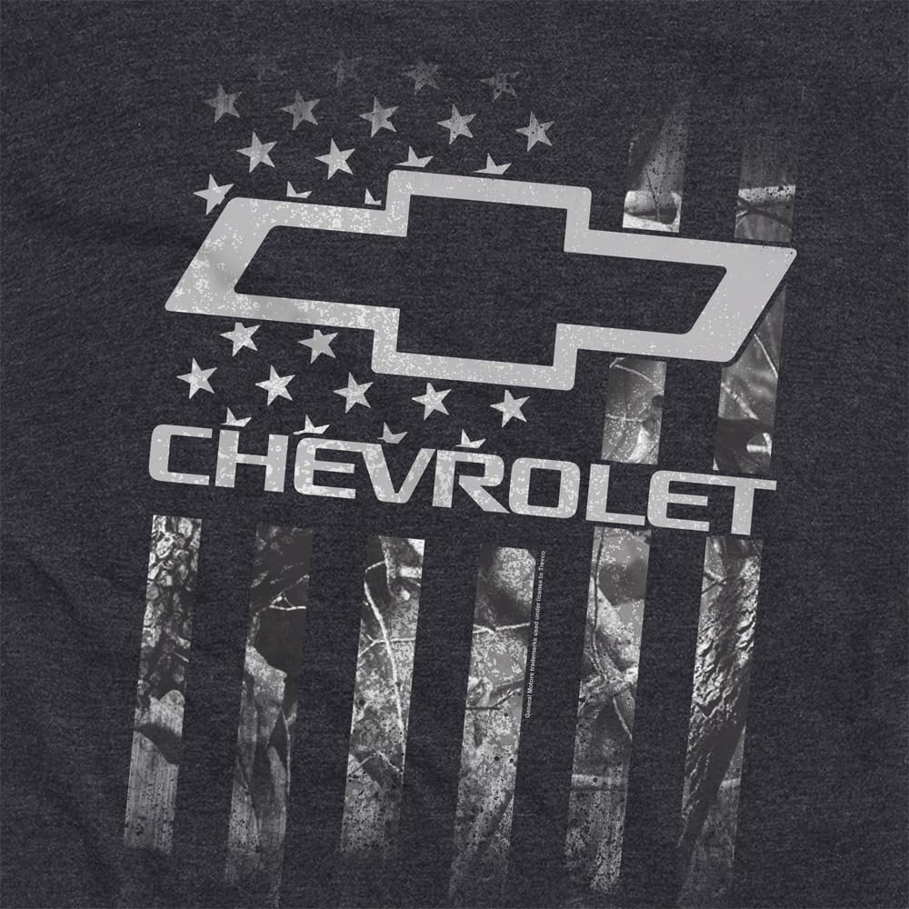 Indivisible Official Chevrolet Camo Flag Men's Classic Ring-Spun T-Shirt, Black Ink Heather, Large