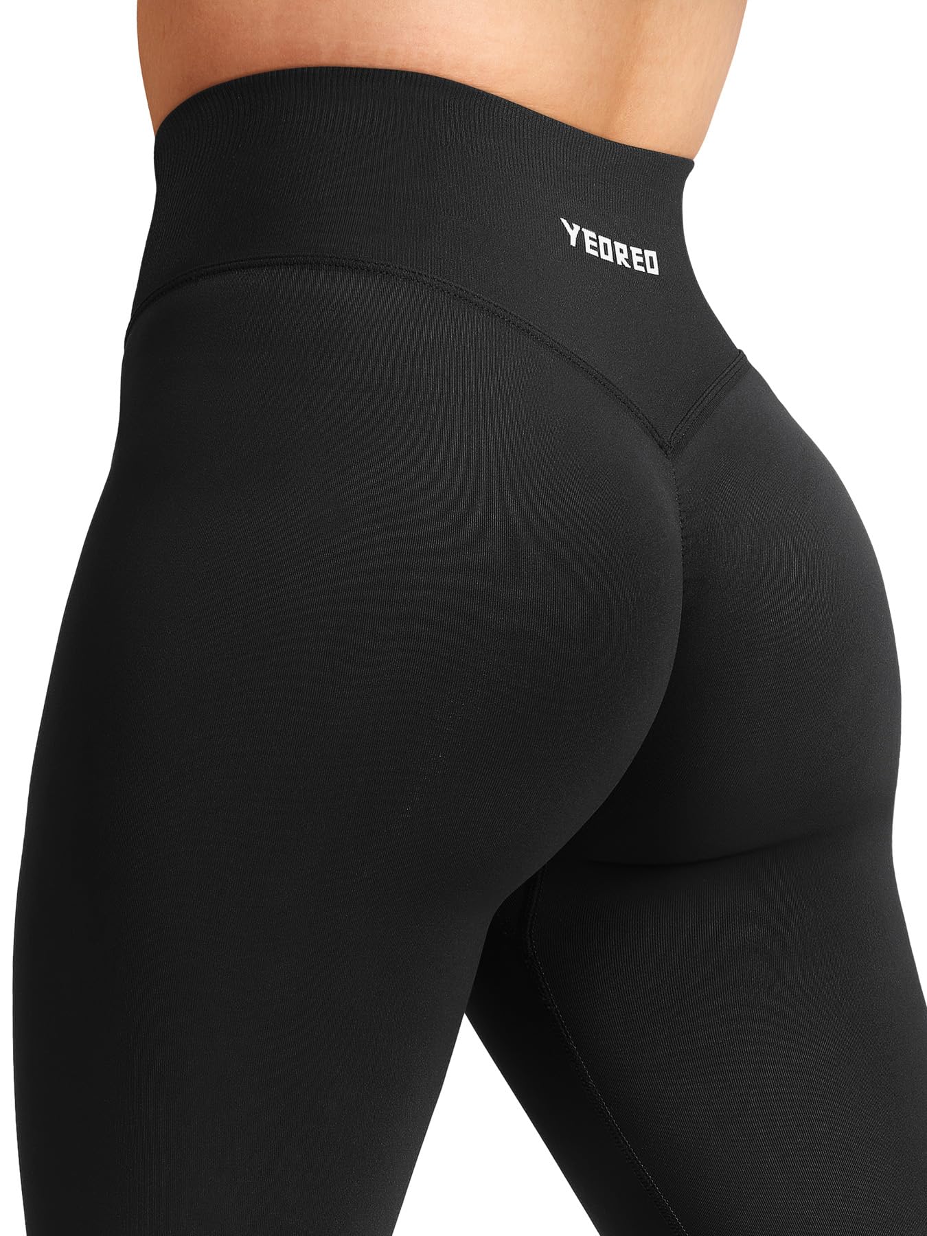 YEOREO Boost Workout Mini Flare Leggings for Women Hidden Scrunch High Waisted Seamless Gym Leggings Brinklie 30" Yoga Pants Black