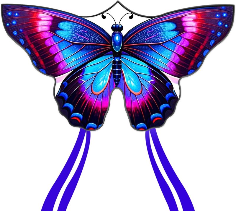 Butterfly Kites - Easy to Fly Large Single Line Kite for Kids & Adults | 55" x 28" Beach Kite with 300ft String Handle