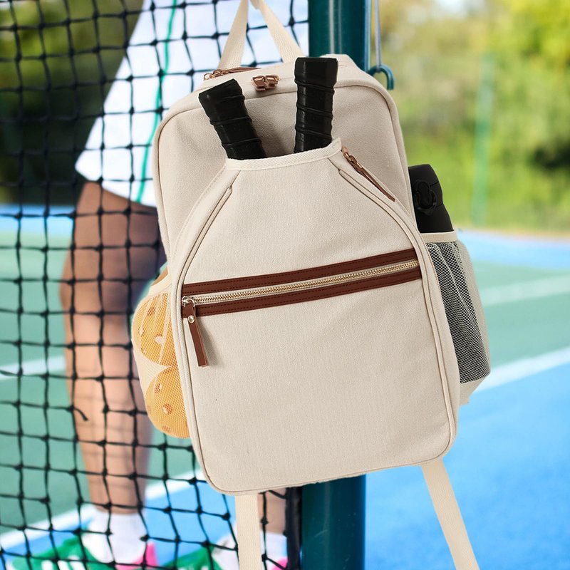DYSHAYEN Pickleball Backpack, Pickleball Bags for Women, Pickle Ball Paddle Bag Fits 2 Paddles, Best Pickleball Accessories, Pickleball Gifts for Women （Beige）