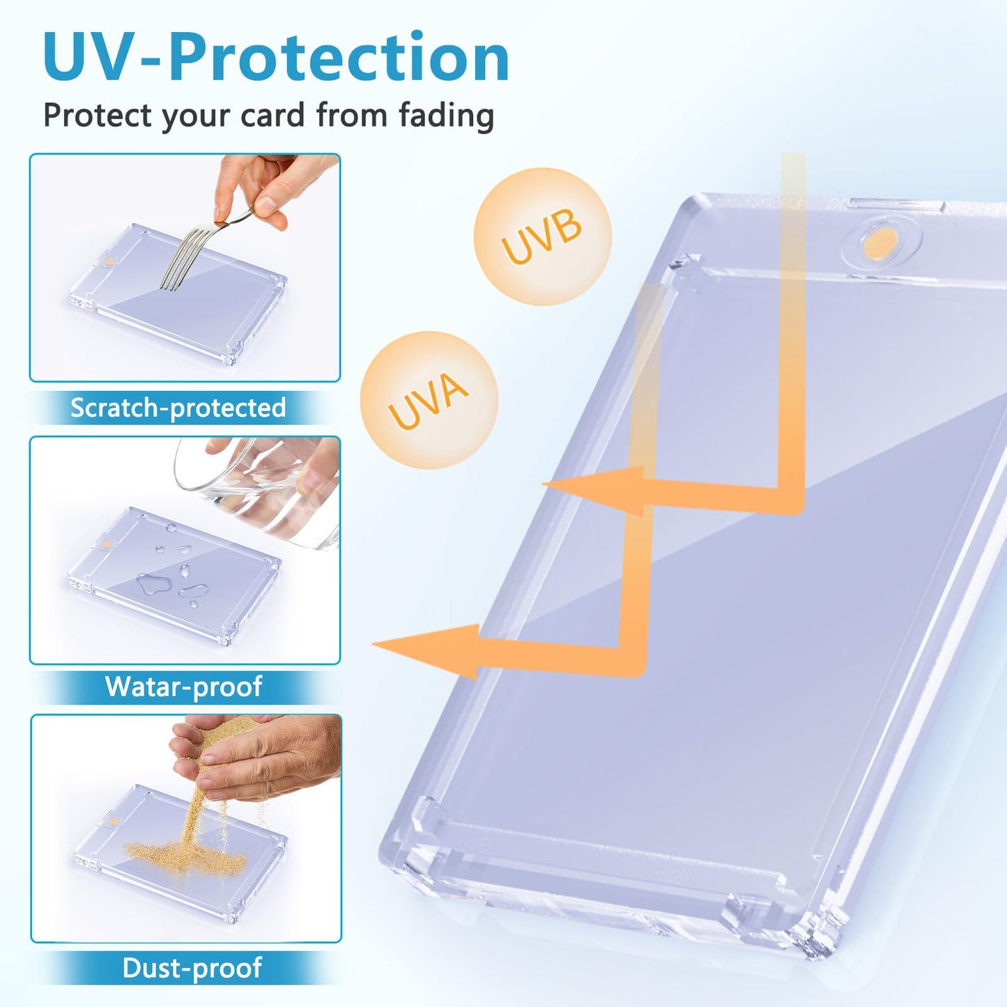 SAMYUCHO 100ct Magnetic Card Holder, 35pt Magnetic Card Holders for Trading Cards Display Case Protectors Sleeves Hard Plastic Cover for Sports Game Cards