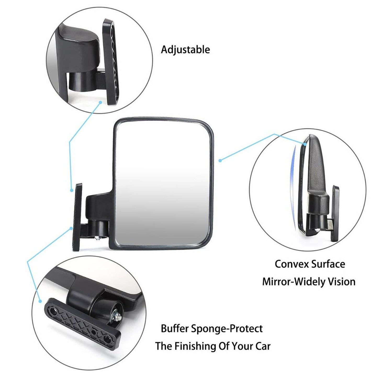 MadJax Golf Cart Side Mirror Set | 180° Fully Adjustable Golf Cart Mirror Universal Design | Sold as Pair