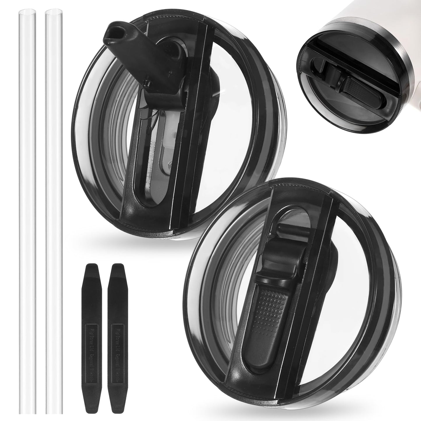 2 Pack 40 oz Flip Straw Leak Proof Lid for Stanley Quencher H2.0 Tumbler, No Spill Lids Replacement for Stanley Protour Detachable Travel Tumbler Cover with Straws Spill Proof Flip Straw Lid Cup Tops
