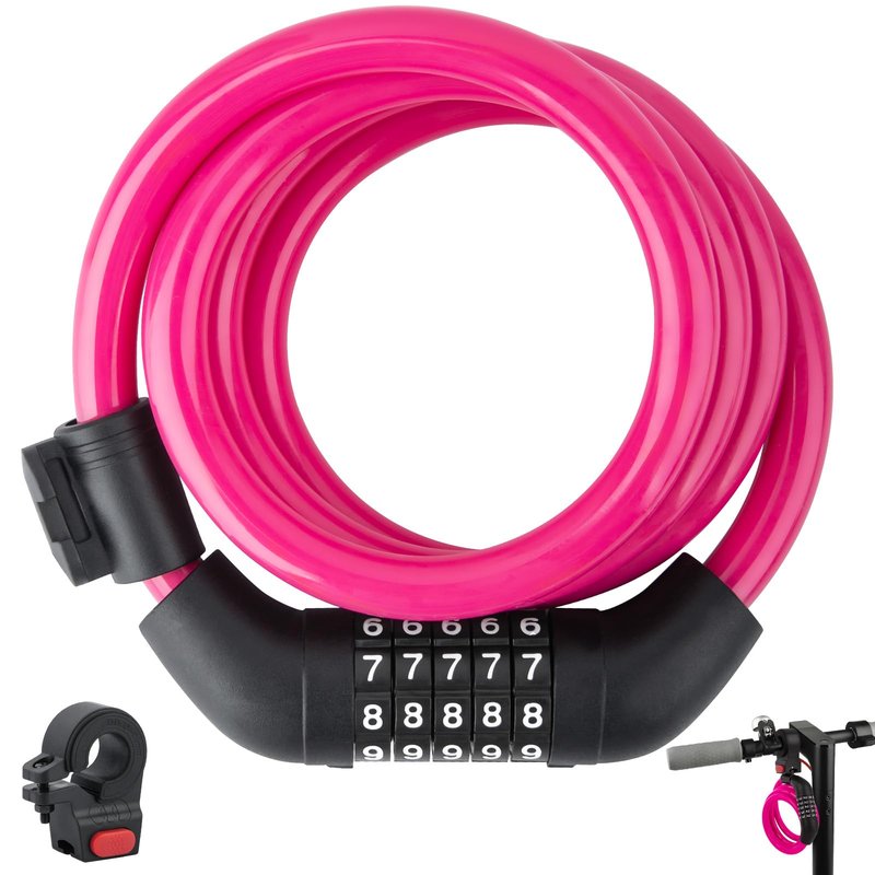 E Scooter Lock，Bike Lock 12mm Thick Bike Lock Cable High Security 5 Digit Resettable Combination Lock 4 Feet Bicycle Lock for Xiaomi M365/Pro2/Max/Ninebot/F Essential Scooter/Bicycle/Motor